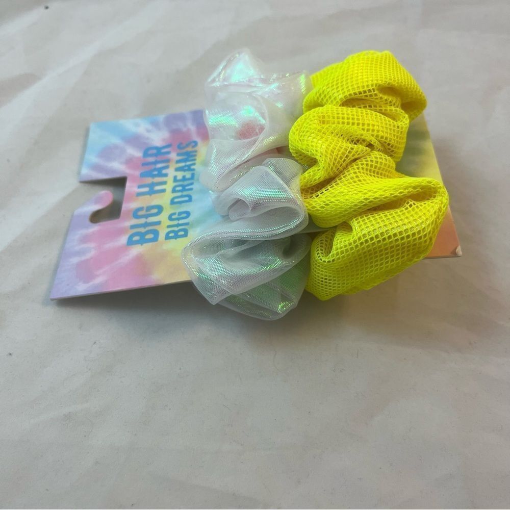 Big Hair Big Dreams Scrunchies Accessories Jumbo Yellow Sheer Neutral Casual - Picture 2 of 4